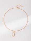 Minimalist Rectangle Pearl Necklace