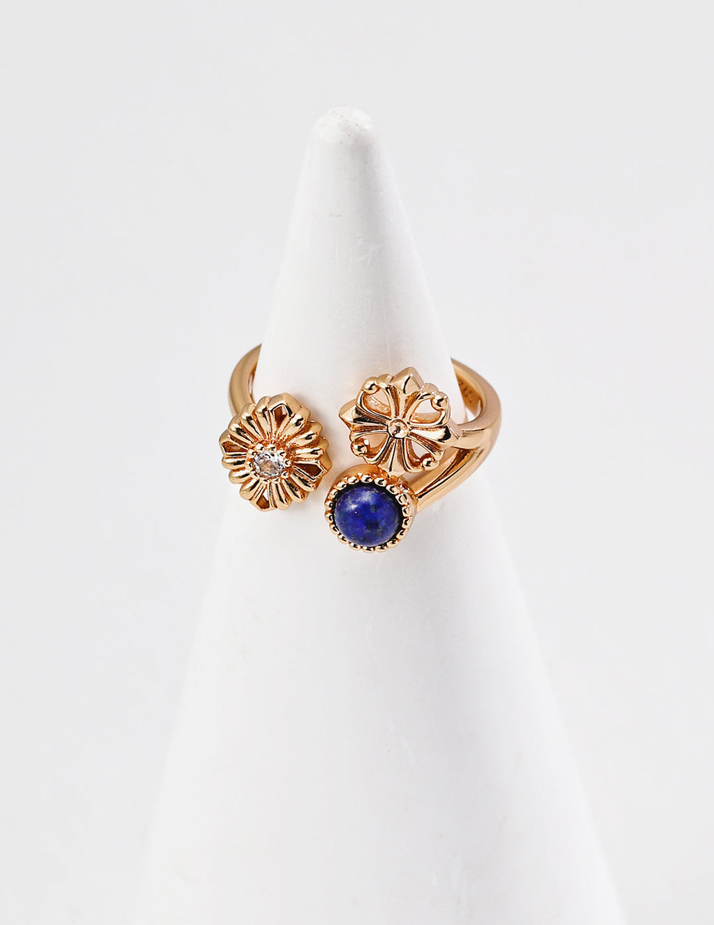 Lapis Lazuli Vintage Cross and Daisy Ring