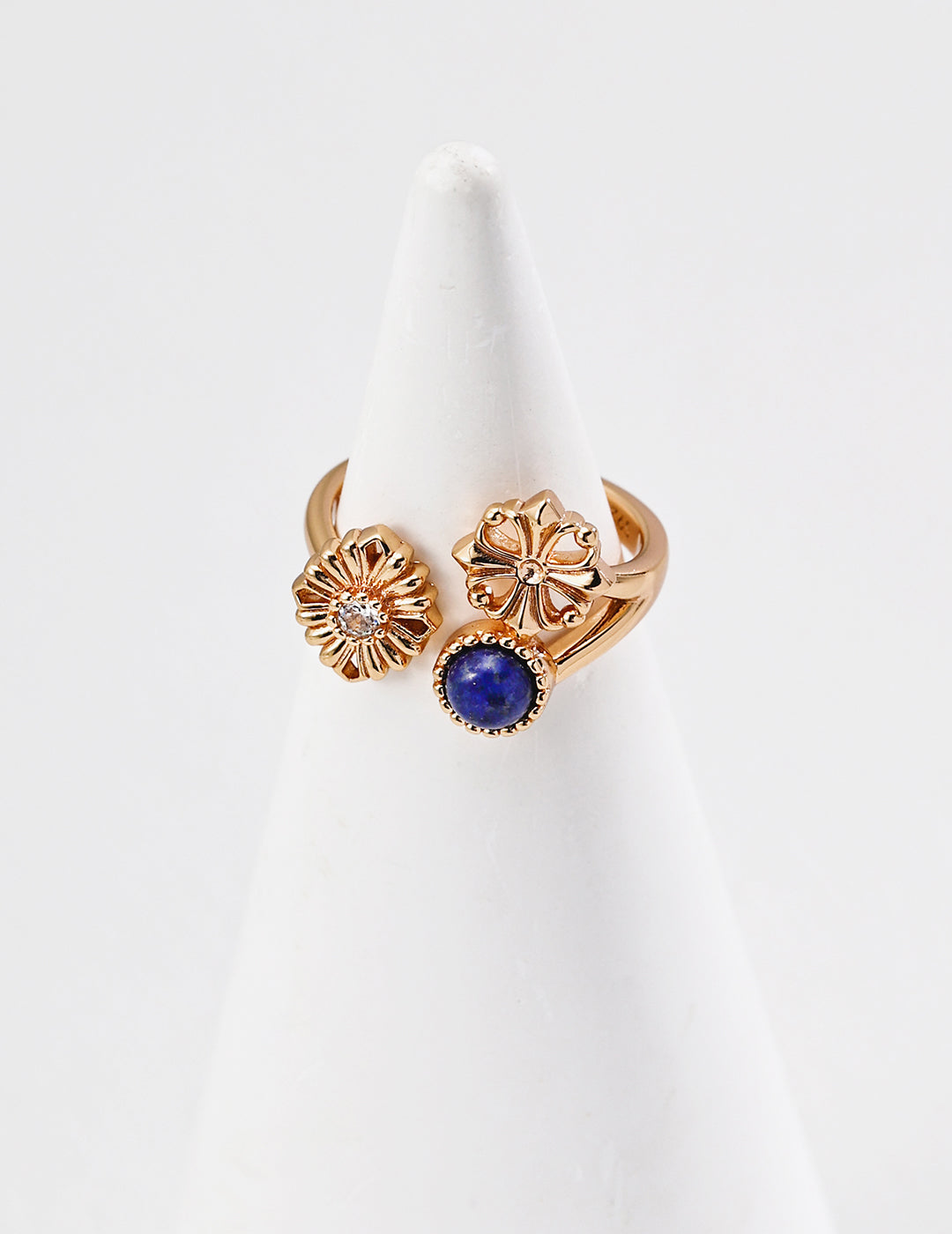 Lapis Lazuli Vintage Cross and Daisy Ring